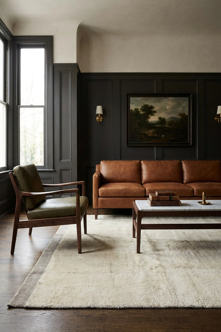 Brown High Pile area rug in a living room