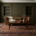 Brown rug in a styled room
