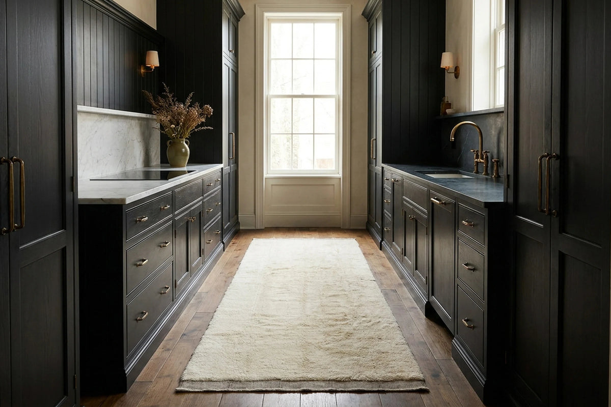 Brown High Pile runner rug in a kitchen