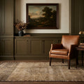 Brown Turkish rug in a styled room
