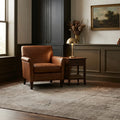 Brown Turkish rug in a den