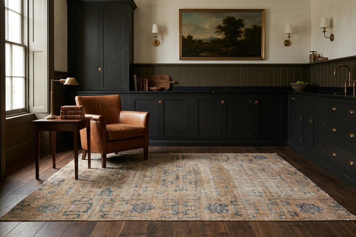 Brown Turkish rug in a kitchen