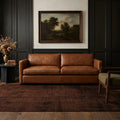 Brown Turkish rug in a living room