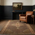Brown Turkish rug in a styled room