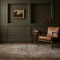 Brown Turkish rug in a styled room