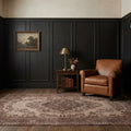 Brown Turkish rug in a styled room