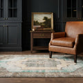 Brown Turkish rug in a styled room