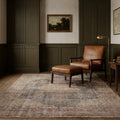 Brown Turkish rug in a styled room