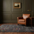 Brown Turkish rug in a library