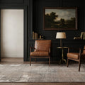 Brown Turkish rug in a styled room