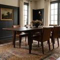 Brown Turkish rug in a dining room