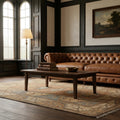 Brown Turkish rug in a conservatory