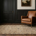 Brown Turkish rug in a styled room
