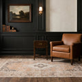 Brown Turkish rug in a styled room