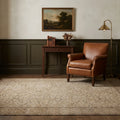 Brown Turkish rug in a styled room