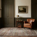 Brown Turkish rug in a styled room