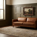 Brown Turkish rug in a styled room