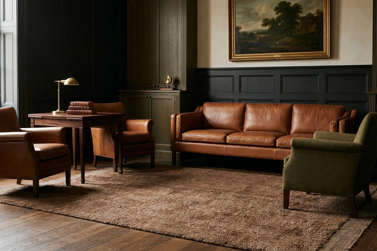 Cacao High Pile area rug in a living room