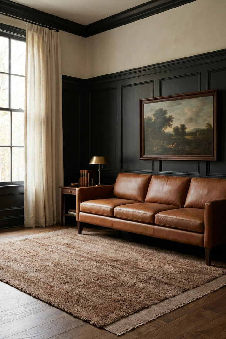 Cacao High Pile area rug in a living room