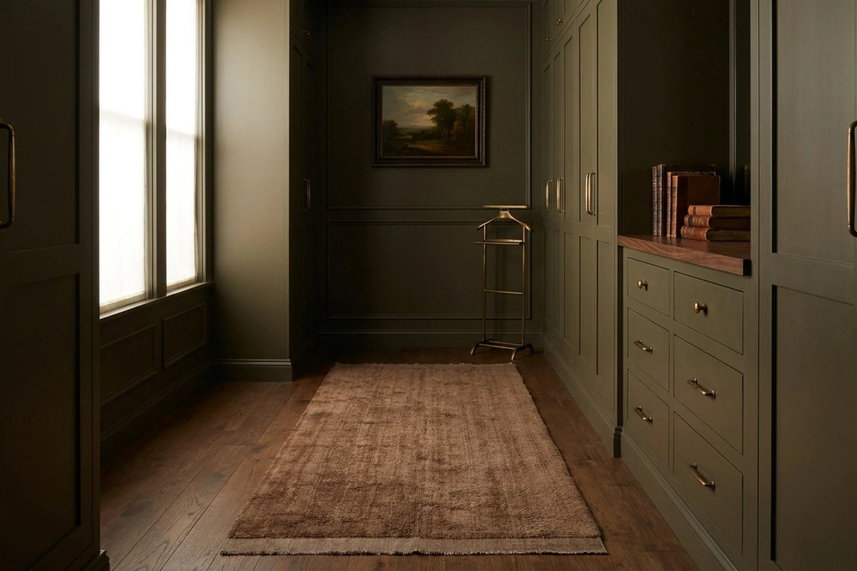 Cacao High Pile runner rug in a corridor