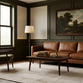 Dark Mustard Shaggy Wool area rug in a library