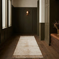Dark Mustard Shaggy Wool runner rug in a den