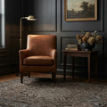 Gray rug in a styled room