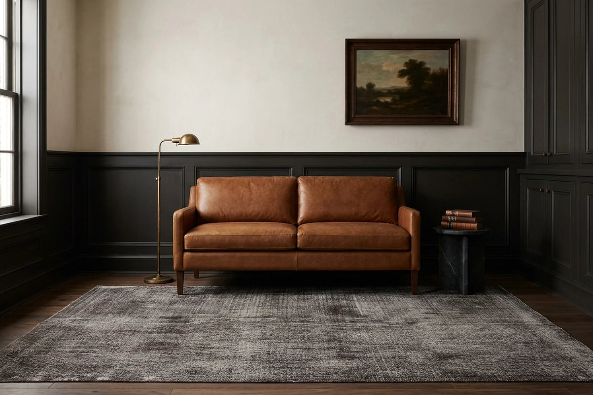 Gray Turkish rug in a styled room
