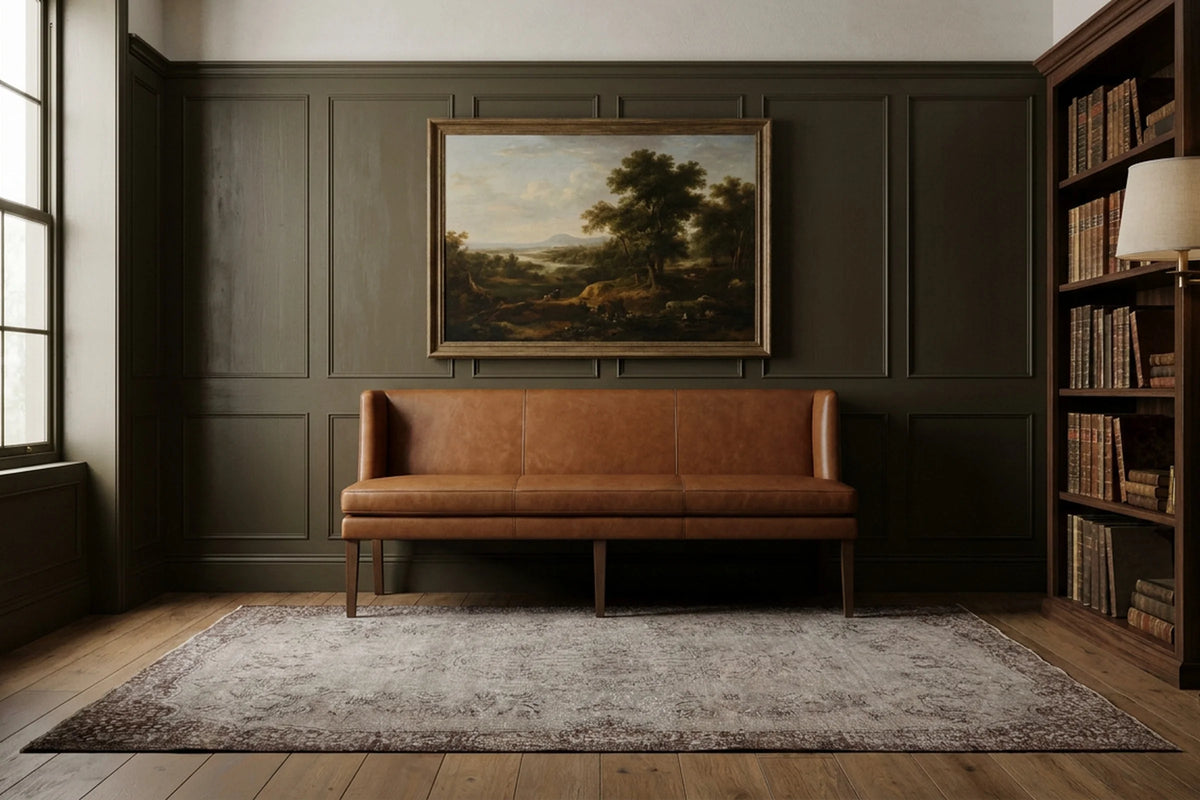 Gray Turkish rug in a styled room