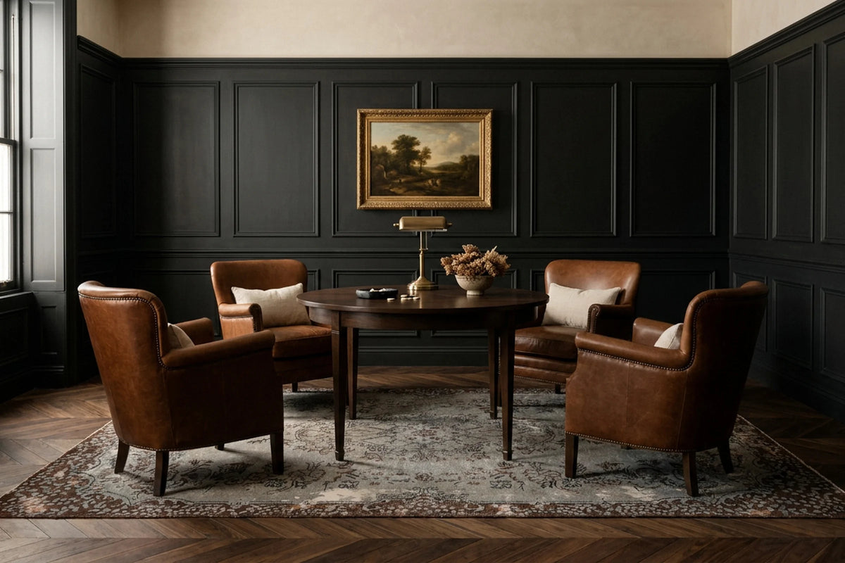 Gray Turkish rug in a styled room