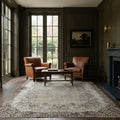Gray Turkish rug in a conservatory