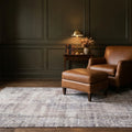 Gray Turkish rug in a styled room