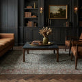 Gray Turkish rug in a styled room
