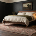 Gray Turkish rug in a bedroom
