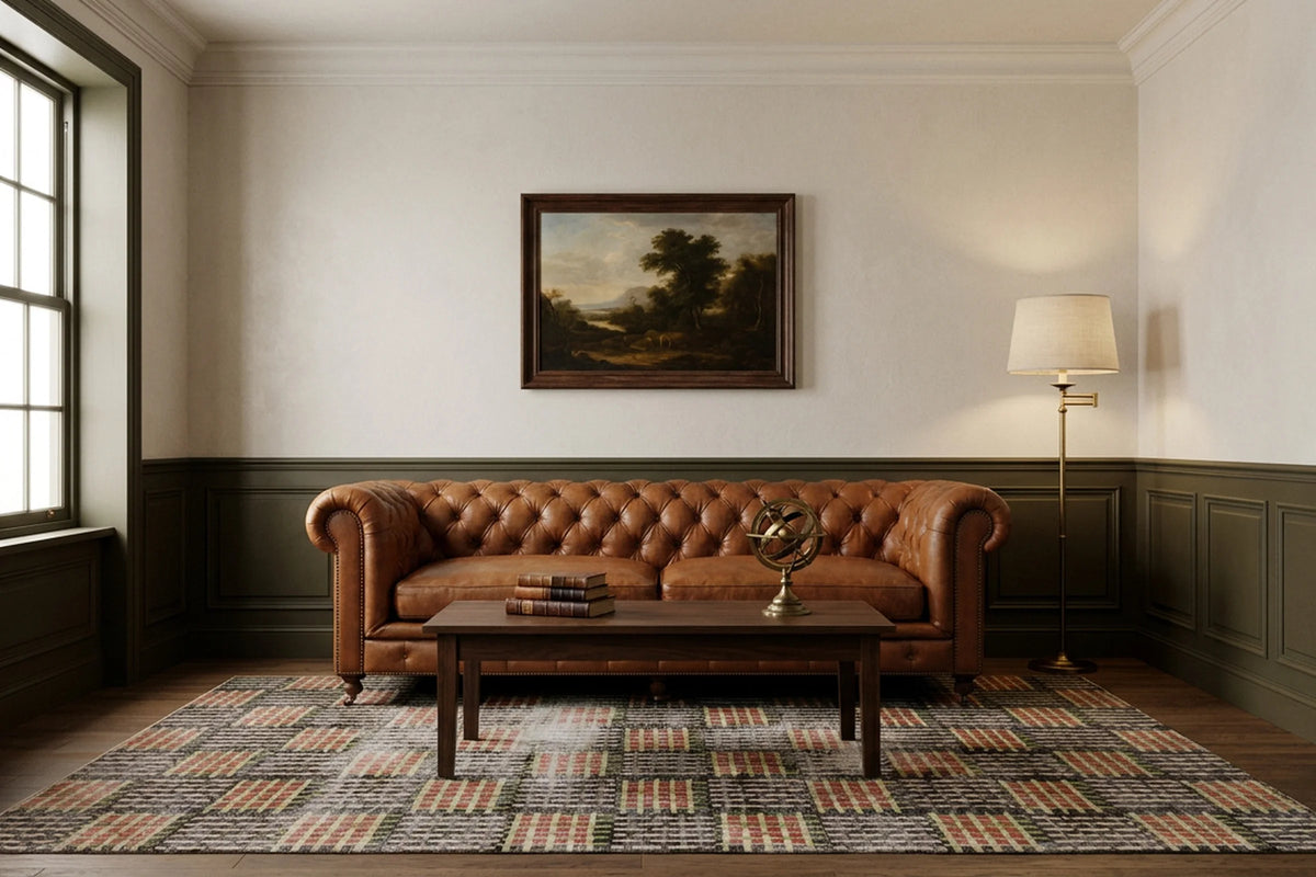 Gray Turkish rug in a styled room