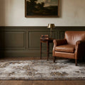 Gray Turkish rug in a library