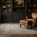 Gray Turkish rug in a study