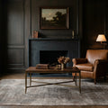 Gray Turkish rug in a den