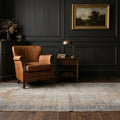 Gray Turkish rug in a styled room