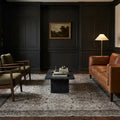 Gray Turkish rug in a styled room