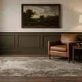 Gray Turkish rug in a styled room