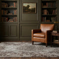 Gray Turkish rug in a library