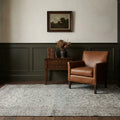 Gray Turkish rug in a styled room