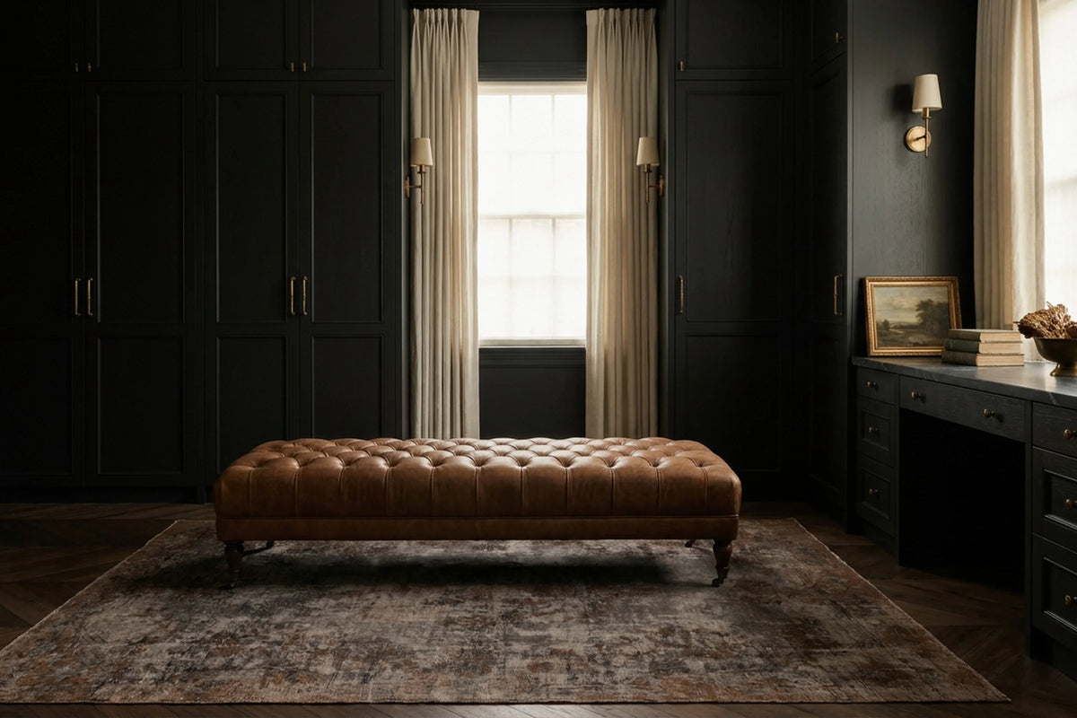 Gray Turkish rug in a styled room