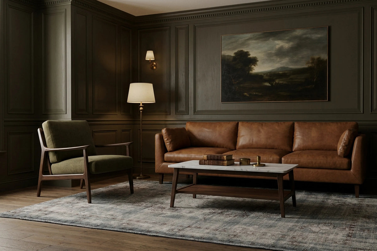 Gray Turkish rug in a styled room