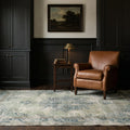 Green Turkish rug in a styled room