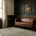 Green Turkish rug in a styled room