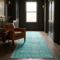 Green Turkish rug in a styled room