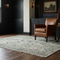 Green Turkish rug in a styled room