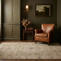 Green Turkish rug in a styled room